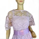 VINTAGE CIRCA 1960'S LAVENDER PURPLE LACEY PARTY DRESS W/SLIP AND BELT (M) Size M Photo 8