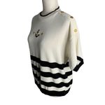 Buttons Vintage 90s Nautical Short Sleeve Sweater M White Knit Embroidered  Photo 2