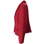 Donna Karan DKNY  New York Tweed Two Button Blazer red With Fringe size 14 Photo 3