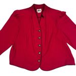 Leslie Fay  Vintage Women Red Blazer Suit Jacket Black Trim Petite Size 22 Photo 11