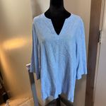 Lands' End Bundle of 2 Lands'‎ End Linen Blend V-Neck Tunic Tops Pink Blue 3/4 Sleeve L Photo 3