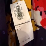 Old Navy Floral Print Lace Up Pintuck Blouse Womens Large Navy Boho Hippie Retro Photo 3