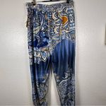 One World  Blue and Orange Paisley Pants Photo 2