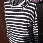 Lou & Grey soft cowl neck striped sweatshirt Black Photo 0