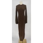Honor The Gift Brown Fuzzy Knit Open Back Maxi Dress Medium NWT Photo 3