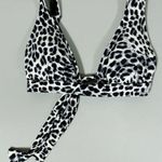 White Black Leopard Cheetah Print Bikini Swim Top Bathing Suit Swimwear Size S 🤍 Photo 0