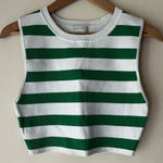 Babaton ARITZIA  sleeveless striped knit‎ top green white Womens SIZE LARGE Photo 0