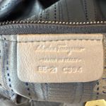 Salvatore Ferragamo Vara Ribbon Drawstring Hug Handbag Gray Taupe Leather Photo 9