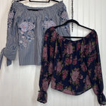 American Eagle Outfitters Embroidered Top & Aeropostale Off Shoulder Bundle Sz S Photo 0