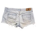 PINK - Victoria's Secret  Denim Jean Shorts SZ 10 Light Wash Distressed Micro Cheeky Photo 1