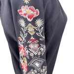 Knox Rose NWT  Embroidered Floral Flower Coal Soft Boho Coastal Top Large Photo 2