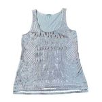 EXPRESS Elegant Lace Overlay Tank Top with Art Deco Pattern Gray Small Photo 0
