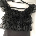 ZARA NEW Mini Dress Sheer Polka Dot Ruffles Bodycon Black Zipper Sleeveless XS Photo 1