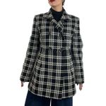 Style & Co . Black And White Plaid Long Wool Peacoat Women's Large Preppy Photo 1