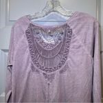Others Follow Purple Scoop Neck Lace Crochet Accent Split Back Blouse size M Photo 9