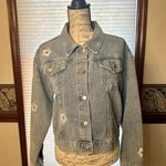 NWOT Miss Sparkling Small Cropped Embroidered w Flowers & Mushroom Jean Jacket Blue Photo 2