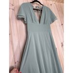 Lulus NWT  Promise Of Love Sage Brush Flutter Sleeve Maxi Dress Bridesmaid Size M Photo 3