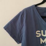 Life is Good Blue Crusher Tee V-neck Super Mom Cotton Casual Women's size Large Photo 2