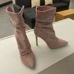 Boots Chic Blush Suede Heeled Boots 6 1/2 Clean Great Shape Miss Lola Pink Size 6.5 Photo 0