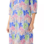 NWT Mary Square Cameron Dress Large Pink Green Floral Tiered Midi New Pockets Photo 0