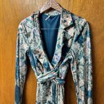 Free People  FP Delphine Velour Long Sleeve Jumpsuit One Piece Blue Small S Photo 5