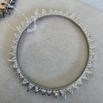 Boutique Set Of Three Bangle Bracelet Set Starburst with Rhinestone Gold Silver Grey Photo 5