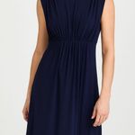 Norma Kamali Womens Dress XS Navy Blue V Neck Sleeveless Midi Elegant Classy Photo 0