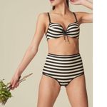 Marie Jo Swim Merle Heart Shape Bikini Top In Noir Rayure 1002916 E‎ $140 Black Size M Photo 2
