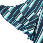 Speed Limit Blouse Womens 3X Blue Teal White Stripe Ruffles Sleeve Sheer NWT Photo 2