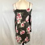 Peach Love California Peach Love long sleeve olive green and pink floral off shoulder dress medium Photo 3