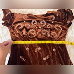 Tea N Rose  NWT The Tyrone Embroidered Dress In Brown Velvet Size L Photo 7