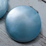 Vintage Clip On Earrings Sky Blue Circle Just Under 1" Photo 3