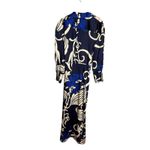 ZARA  Blue Abstract Satin Long Sleeve‎ Maxi Wrap Dress Size Small Photo 6