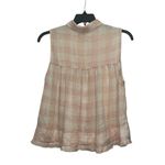 Free People Hey There Sunrise Tank Size Medium Gingham Pink Gauze Flowy Top Photo 2