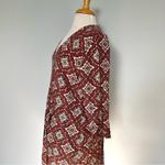 H&M  Red Maroon White Printed Vneck Long Sleeve Dress Size 8 Photo 3