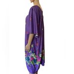 Plus Size Volup Vintage 70s Purple Hippie Boho Woodland Floral Midi Mumu Dress Photo 4