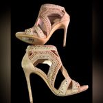 Casadei  womens open toe leather heels size 7 Rhinestones Photo 3