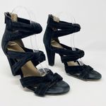 Raye  Revolve Nat Black Suede Knotted Heels Strappy‎ Knot EU 39.5 Fits US 8.5 Photo 1