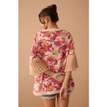 NWT Boutique Boho Crochet Flutter Sleeve Pink Floral Top by Bohera Size M Photo 4