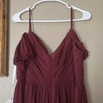 NWT REVELRY Lily Chiffon Bridesmaid Dress in Merlot Size 12 Red Photo 4