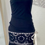 Moda International Early 2000's Rare Black Crochet Drop Waist Mermaid Dress XS Photo 0