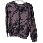 Zella  Women Tie Dye Crewneck Sweatshirt Long Sleeve Pullover Purple Black Medium Photo 0