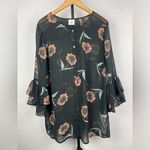 CAbi La Di Da Black Sheer Chiffon Flutter Sleeve Button Up Blouse 5206 Photo 1