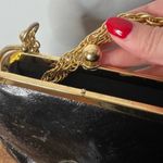 VINTAGE black & gold chain link strap over the shoulder adjustable strap purse Photo 10