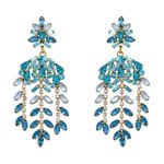 Loren Hope Elena Statement Earrings Emerald Green Crystal Gold Tone Photo 0