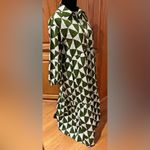 Maeve by Anthropologie The Bettina Tiered Shirt Dress Green & White Triangles XS Photo 9