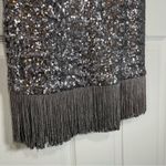 AQUA  Bloomingdale’s Sequin & Fringe Silver Pewter Short Sleeve Mini Dress Size 0 Photo 3