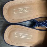 Yoki Willa-71 Embroidered Rose, Dark Denim, Frayed, Flat Mules. NIB Photo 5