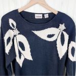 Vintage 80s Country Suburbans Sweater Black Ivory Pearl Bead Size Small Coquette Photo 2