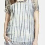 Eileen Fisher Shibori Graphite Sheer 100% Silk Short Sleeve Tunic Top 2-4 Petite Photo 0